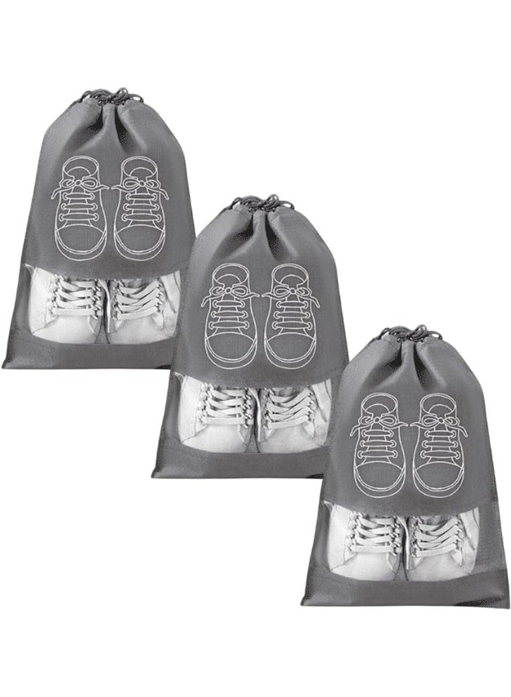 3Pcs Large Travel Shoe Organizer Bags – Waterproof Non-Woven Pouches with Drawstring for Shoes, Gym, Sports, and Travel, Suitable for Men and Women - Image 1